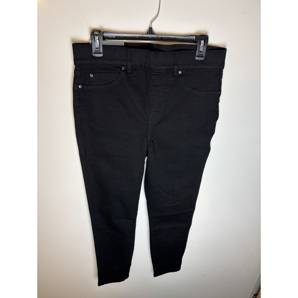 Spanx Ankle Skinny Jeans Women LG Black High Rise Pull On Stretch Shaping NWT